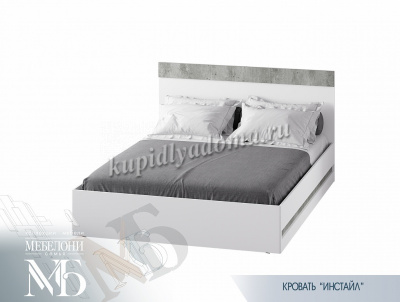 Кровать Инстайл КР-04 1.6 с подъёмным механизмом (Грей/Белый глянец)