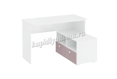 Стол письменный угловой с ящиками Фокс 332.09 (Белый /Пудровый)